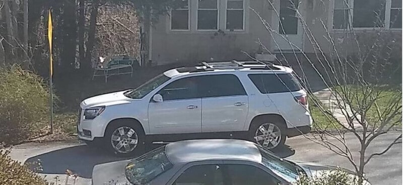 Vehicle parked outside residence